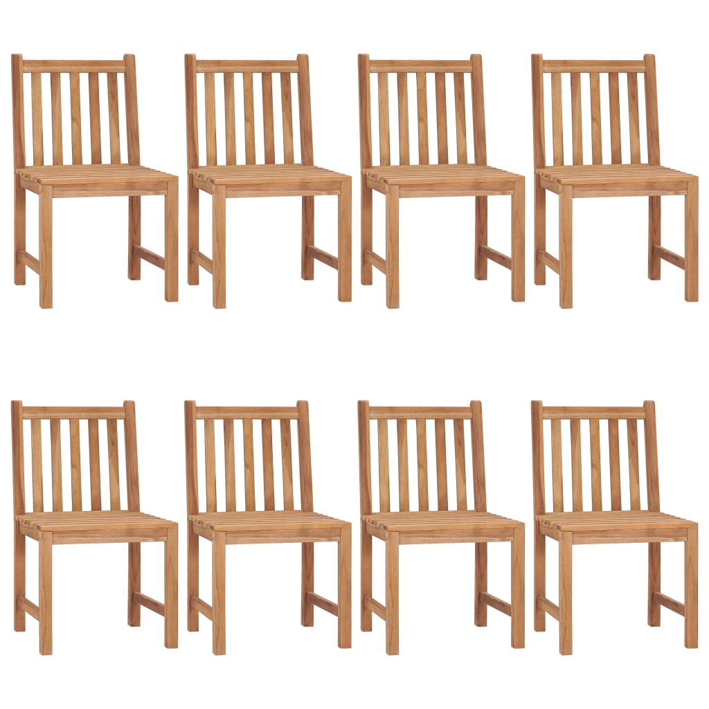 Chaises de jardin lot de 8 avec coussins Bois de teck massif