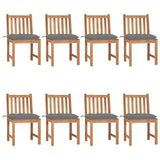 Chaises de jardin lot de 8 avec coussins Bois de teck massif