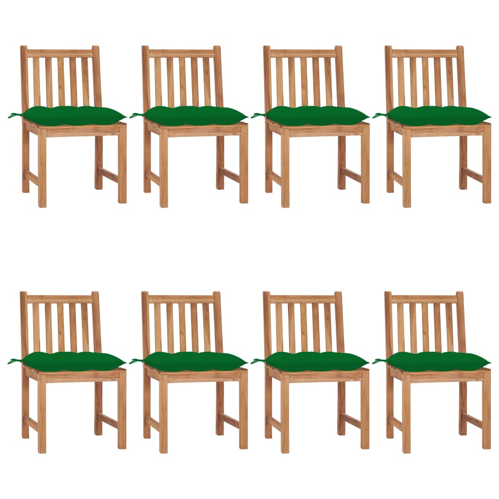 Chaises de jardin lot de 8 avec coussins Bois de teck massif