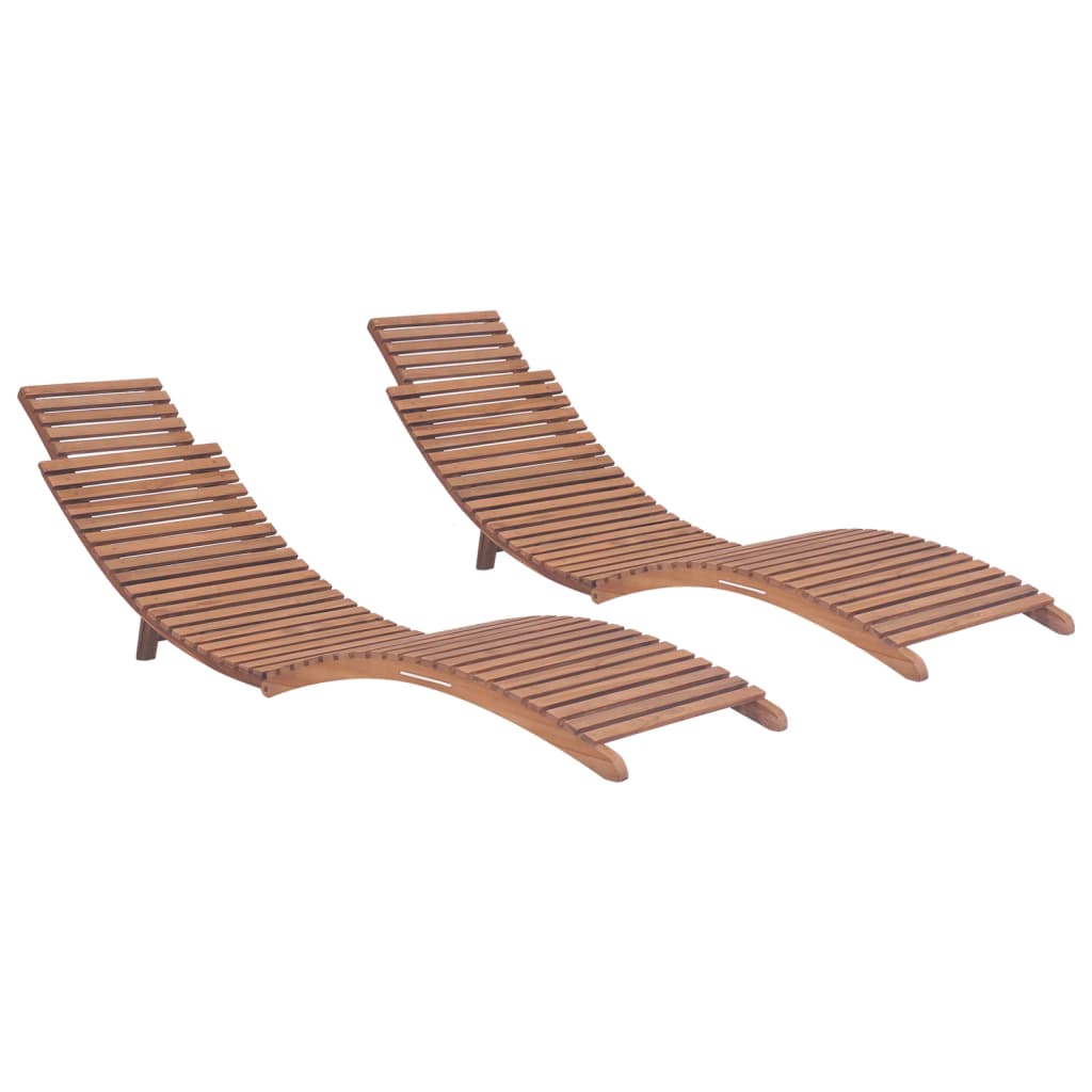 Folding Deck Chairs Set of 2 Solid Teak Wood