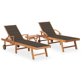 Lounge chairs set of 2 with table and cushion Solid teak wood