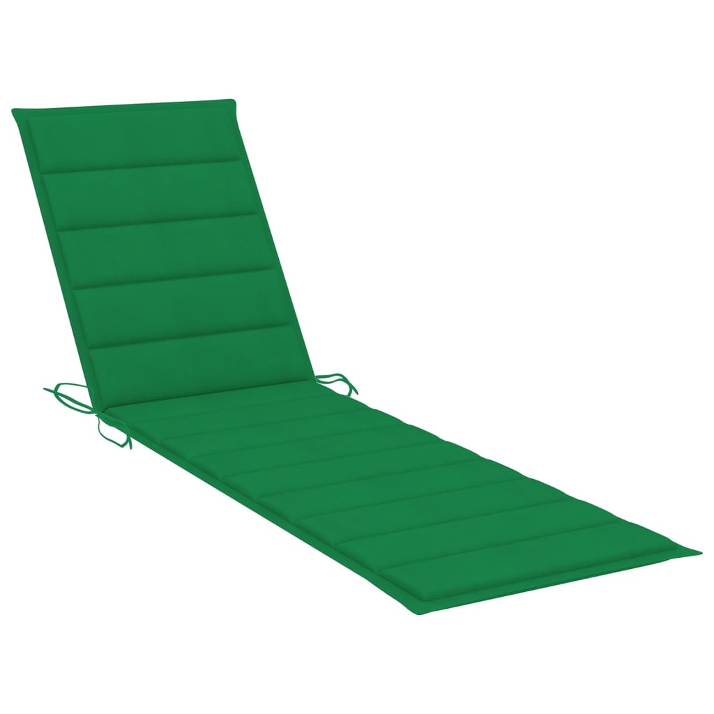 Chaises longues lot de 2 avec coussin vert Bois de teck solide