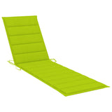 Chaises longues lot de 2 et coussin vert vif Bois teck solide