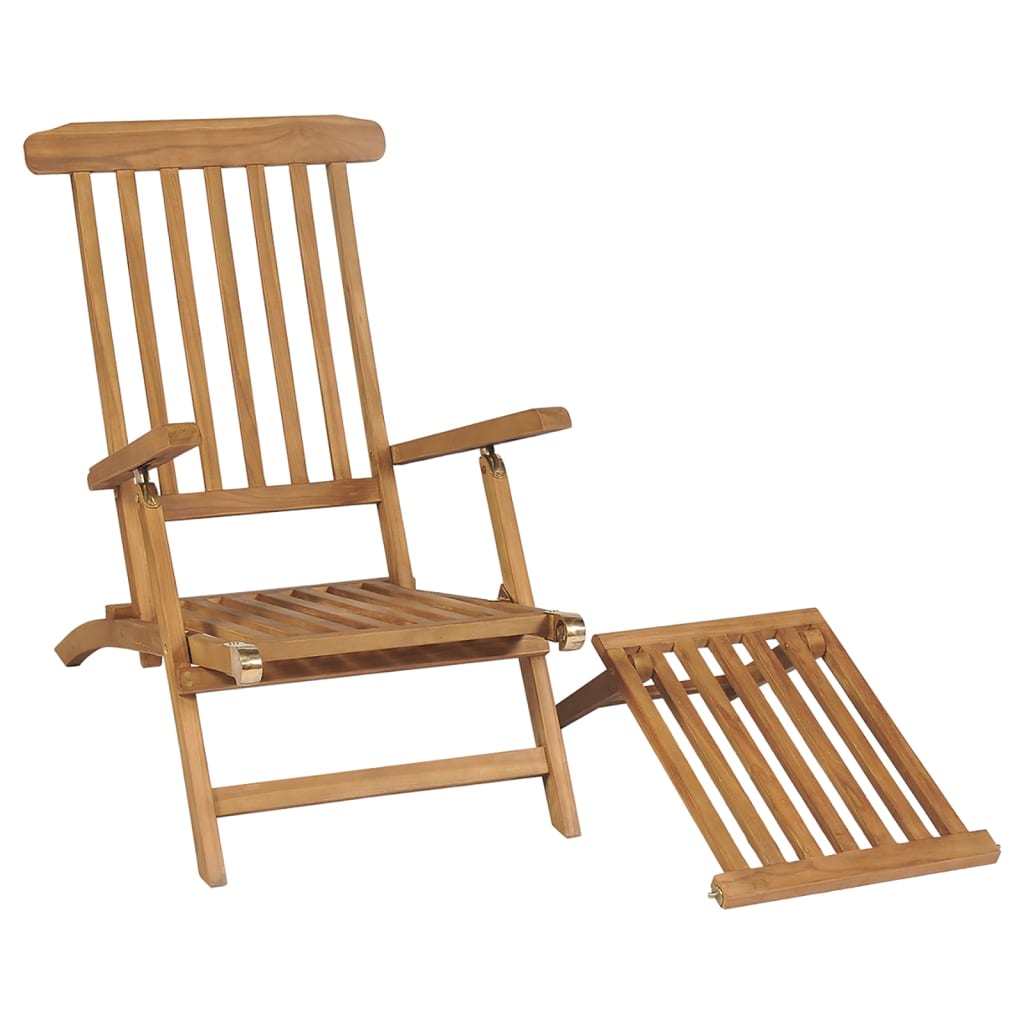 Chaises de terrasse et repose-pied lot de 2 Bois de teck solide