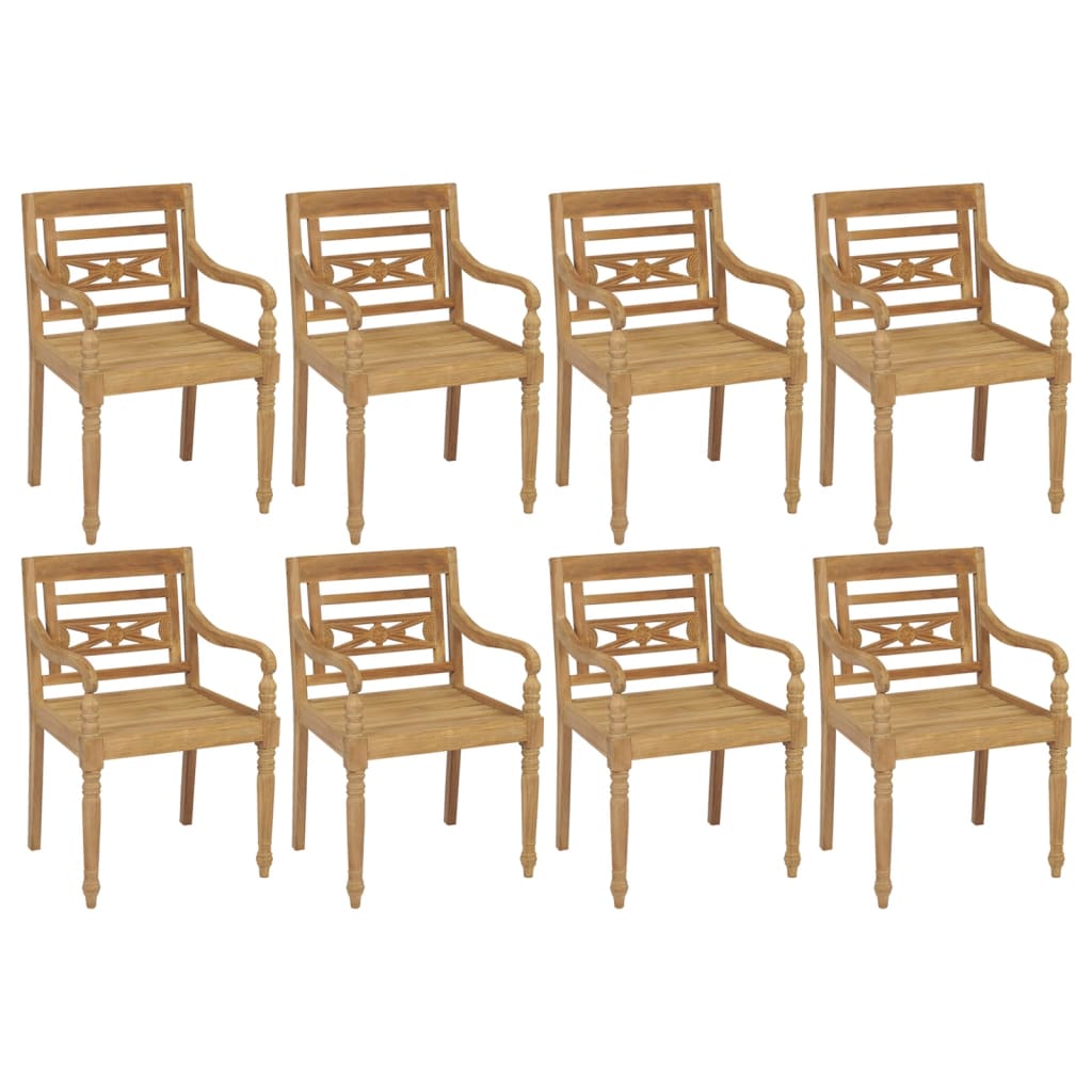 Chaises Batavia lot de 8 Bois de teck solide