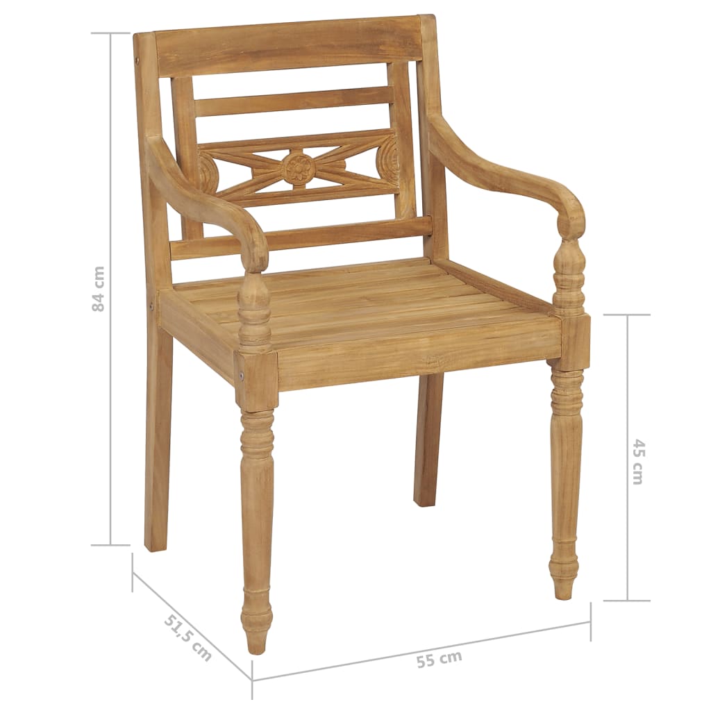 Chaises Batavia lot de 8 Bois de teck solide