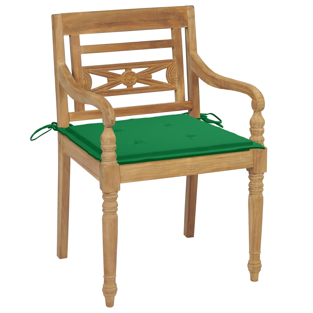 Chaises Batavia avec coussins lot de 4 Bois de teck solide