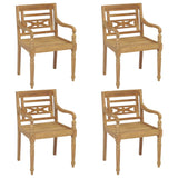 Chaises Batavia avec coussins lot de 4 Bois de teck solide