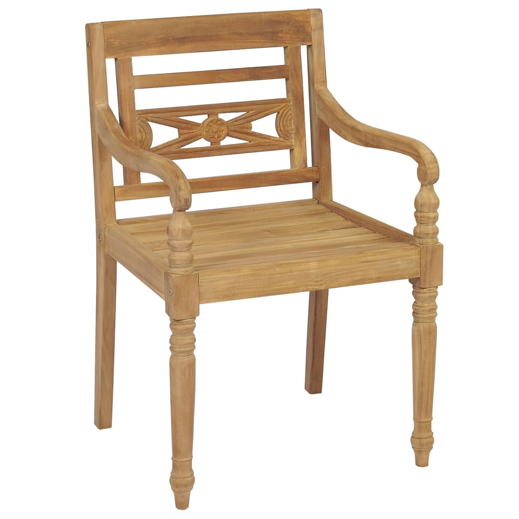 Chaises Batavia avec coussins lot de 4 Bois de teck solide