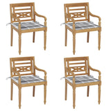 Chaises Batavia avec coussins lot de 4 Bois de teck solide