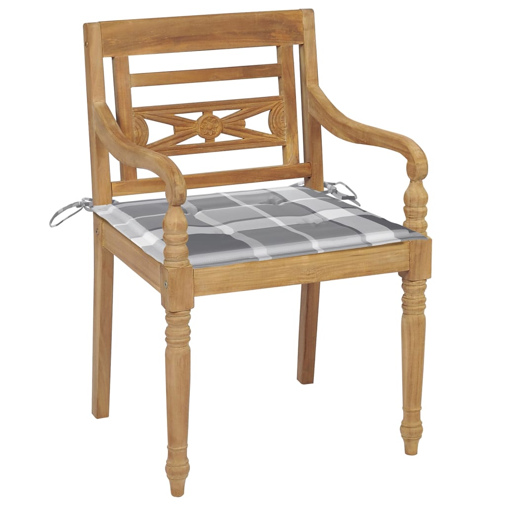 Chaises Batavia avec coussins lot de 4 Bois de teck solide