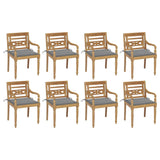 Chaises Batavia avec coussins lot de 8 Bois de teck solide