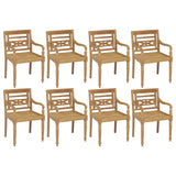 Chaises Batavia avec coussins lot de 8 Bois de teck solide