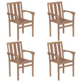 Chaises de jardin empilables avec coussins lot de 4 Teck solide