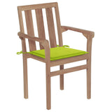 Chaises de jardin empilables avec coussins lot de 4 Teck solide