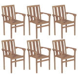 Chaises de jardin empilables avec coussins lot de 6 Teck solide