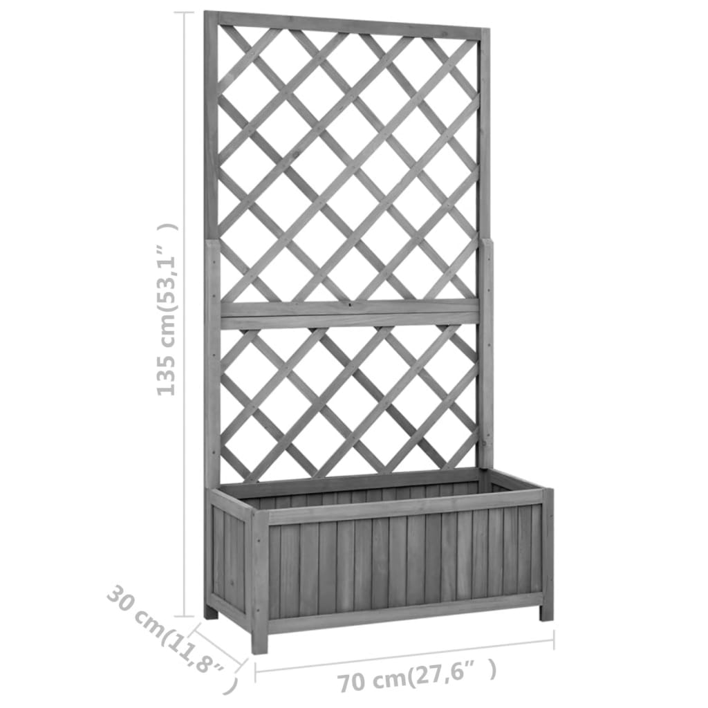 Jardinière à treillis jardin Noir 70x30x135 cm Bois de sapin