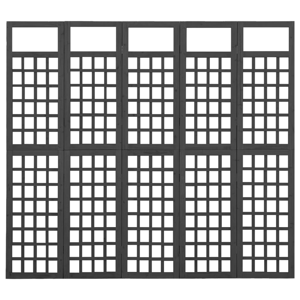 Cloison de séparation à 5 panneaux/treillis bois sapin massif