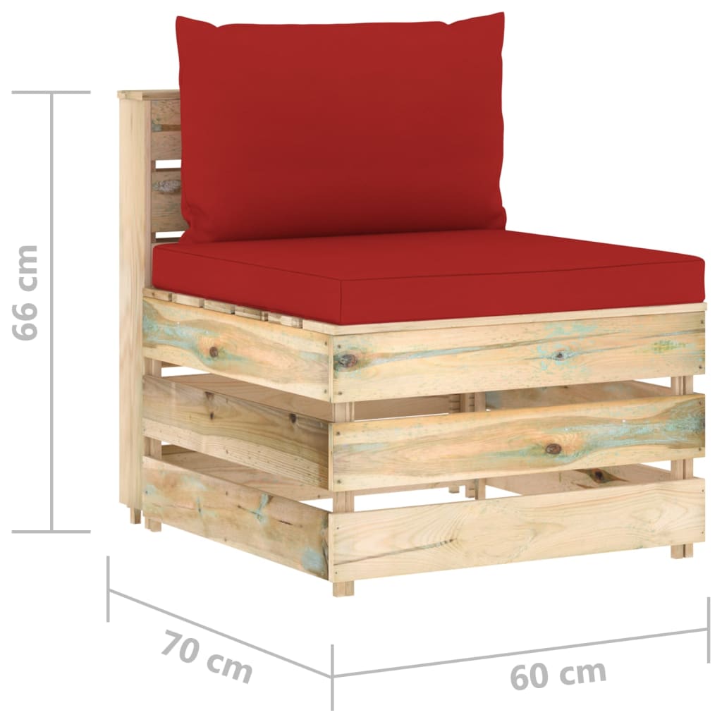 Canapé central sectionnel avec coussins Bois imprégné de vert