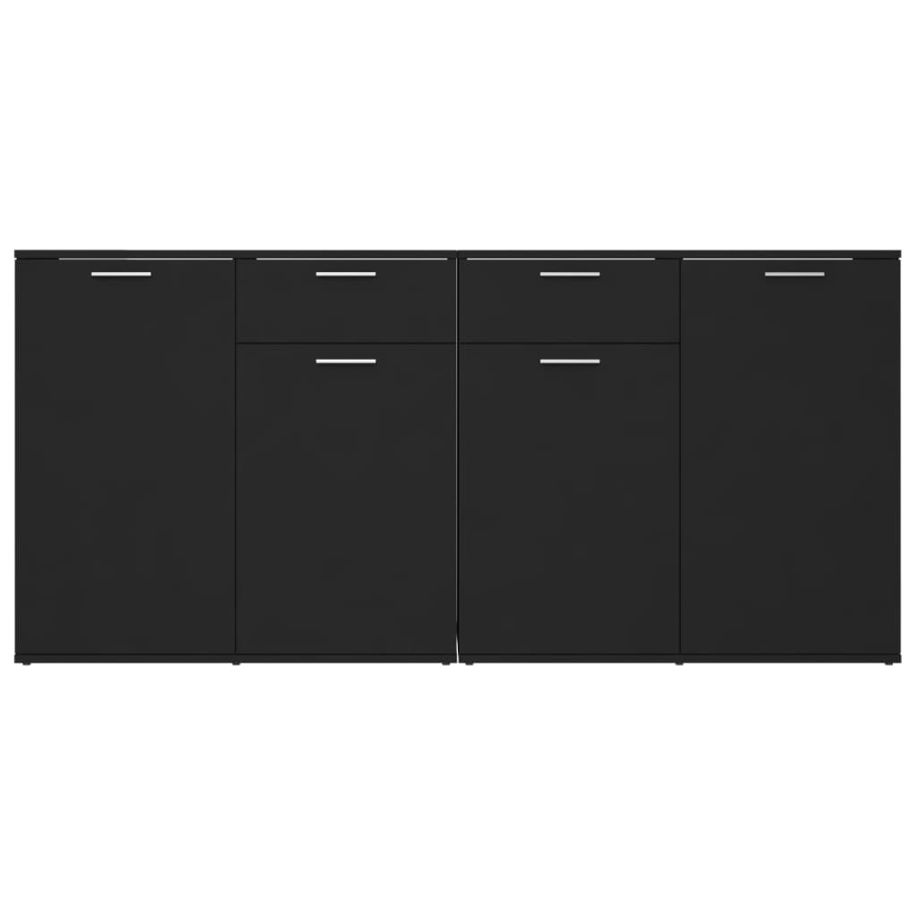 Schwarzes Sideboard 160 x 36 x 75 cm. Holzwerkstoff