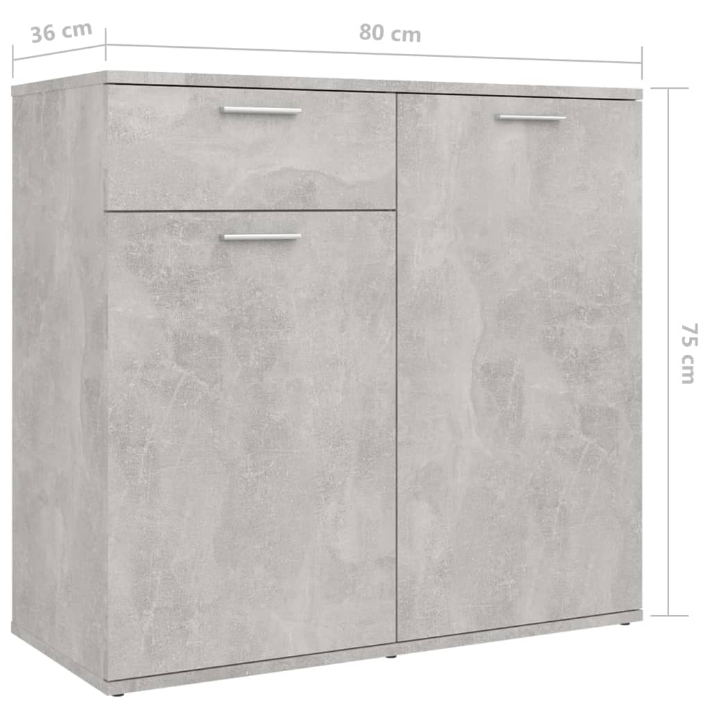 Concrete Grey Sideboard 160x36x75 cm Engineered Wood