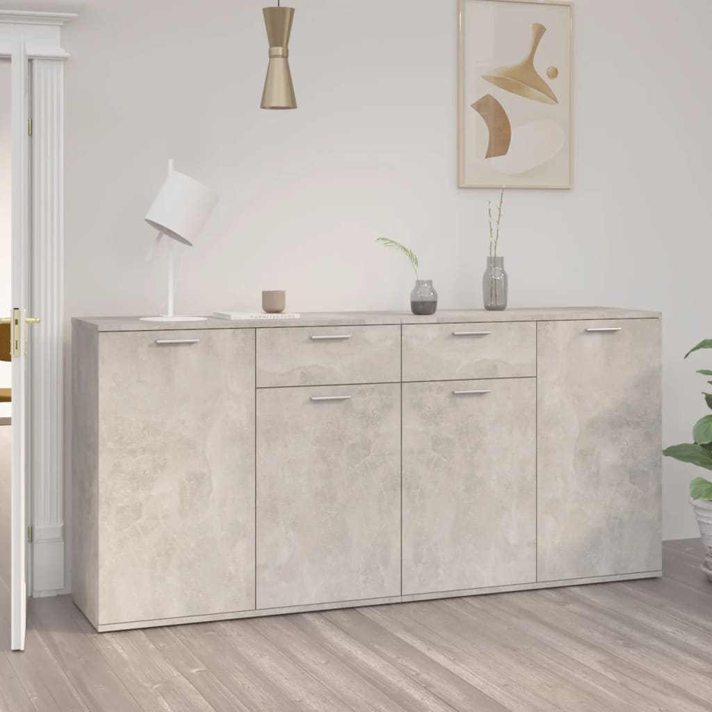 Concrete Grey Sideboard 160x36x75 cm Engineered Wood