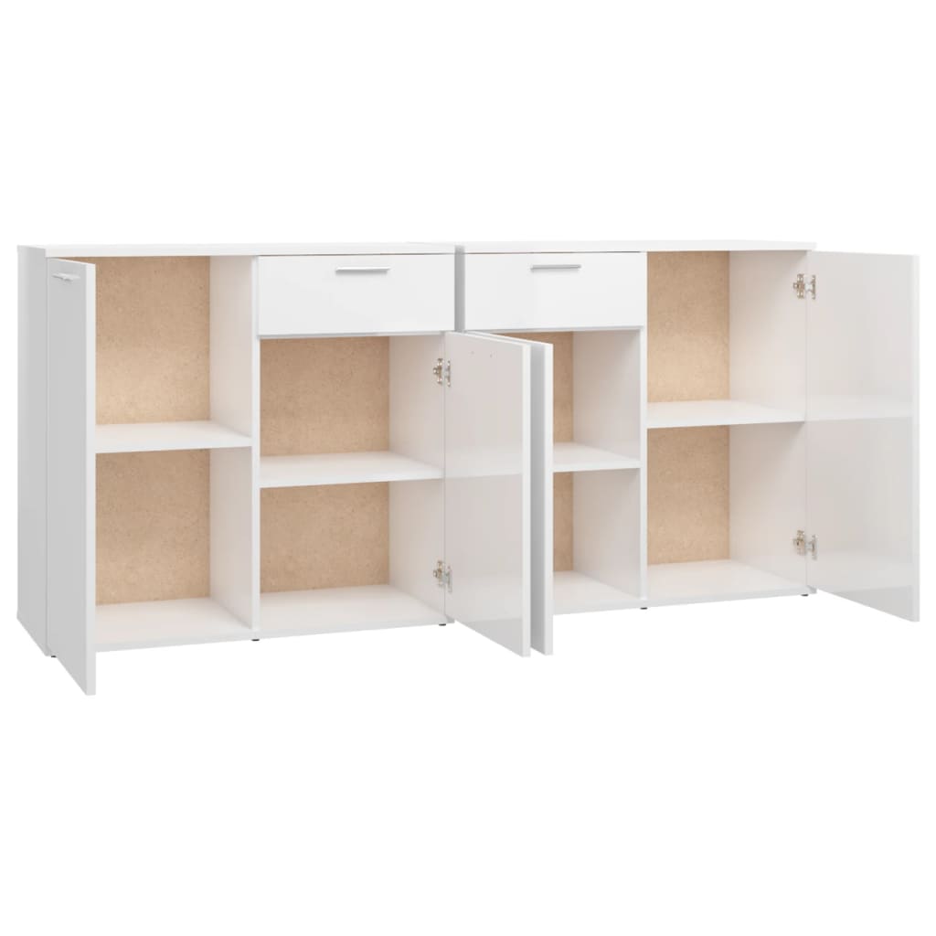 Buffet Blanc brillant 160x36x75 cm Bois d'ingénierie