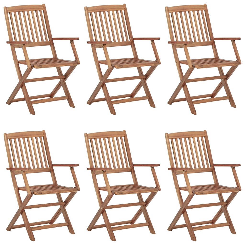 Chaises pliables d'extérieur lot de 6 Bois d'acacia solide