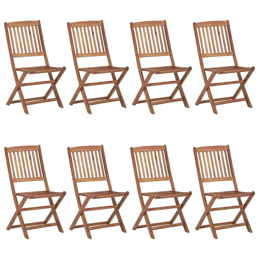 Chaises pliables d'extérieur lot de 8 Bois d'acacia solide