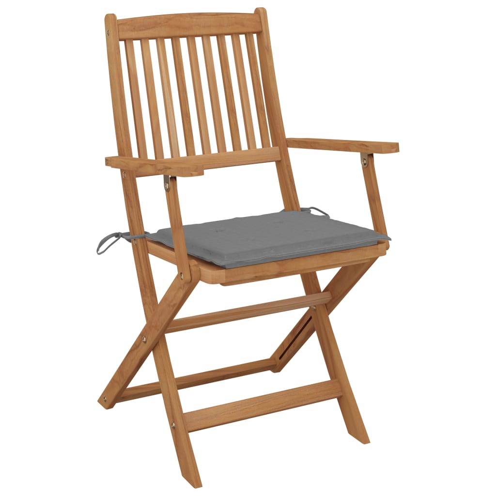 Chaises pliables de jardin lot de 6 avec coussins Bois d'acacia