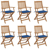 Chaises pliables de jardin lot de 6 avec coussins Bois d'acacia