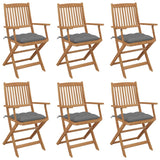 Chaises pliables de jardin lot de 6 avec coussins Bois d'acacia