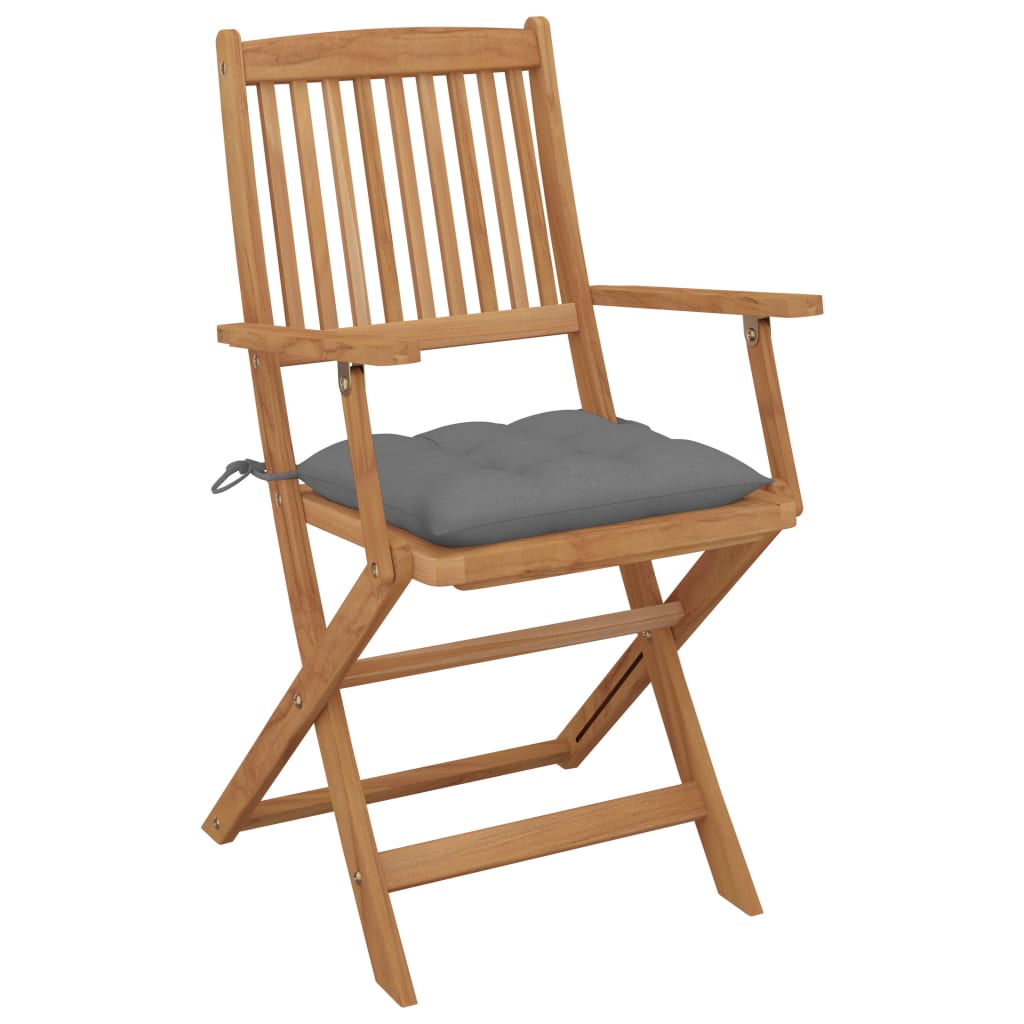 Chaises pliables de jardin lot de 6 avec coussins Bois d'acacia