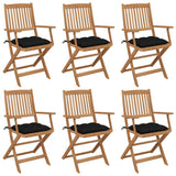 Chaises pliables de jardin lot de 6 avec coussins Bois d'acacia