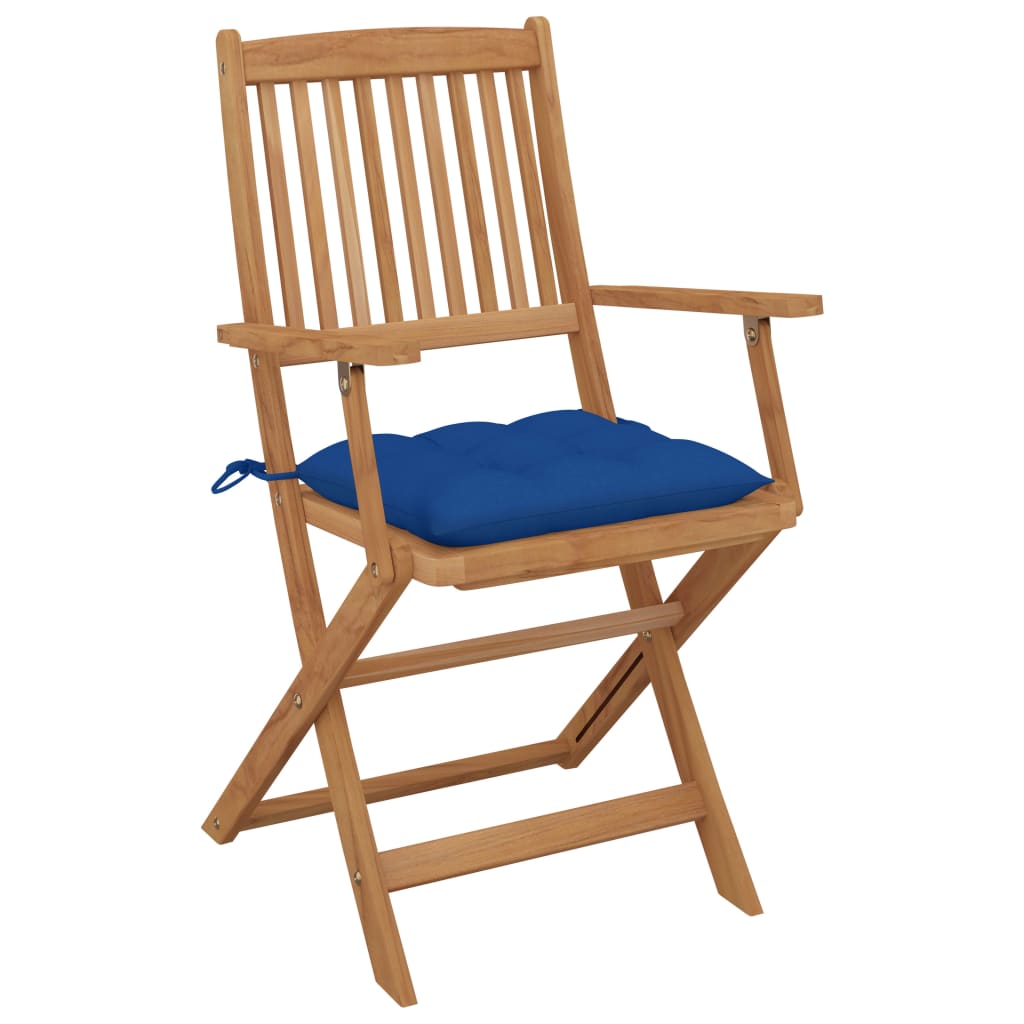 Chaises pliables de jardin lot de 6 avec coussins Bois d'acacia