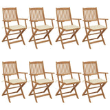 Chaises pliables de jardin lot de 8 avec coussins Bois d'acacia