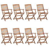 Chaises pliables de jardin lot de 8 avec coussins Bois d'acacia