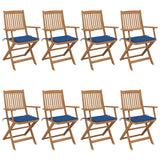 Chaises pliables de jardin lot de 8 avec coussins Bois d'acacia