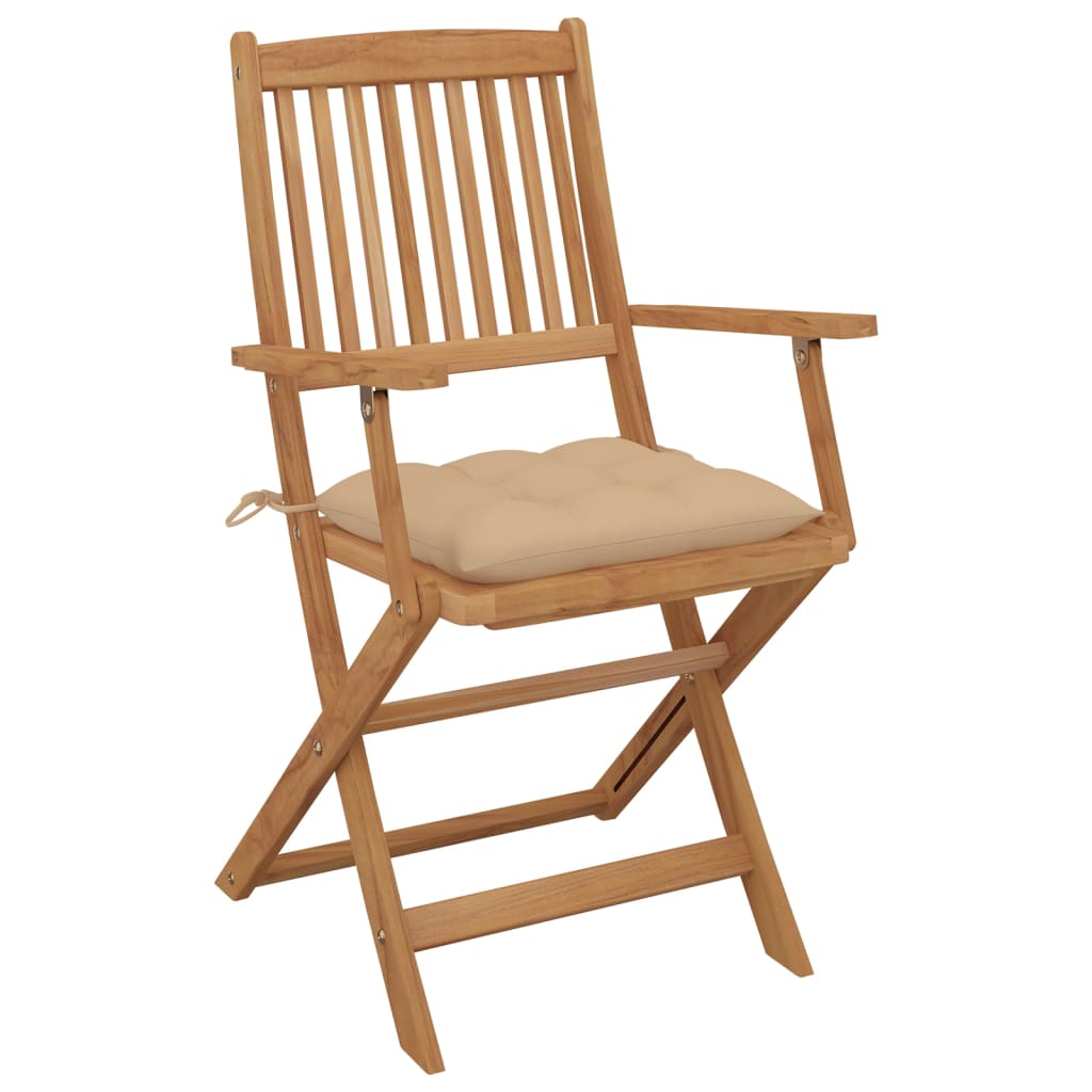 Chaises pliables de jardin lot de 8 avec coussins Bois d'acacia