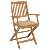 Folding Garden Chairs Set of 8 with Cushions Acacia Wood