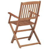 Folding Garden Chairs Set of 8 with Cushions Acacia Wood