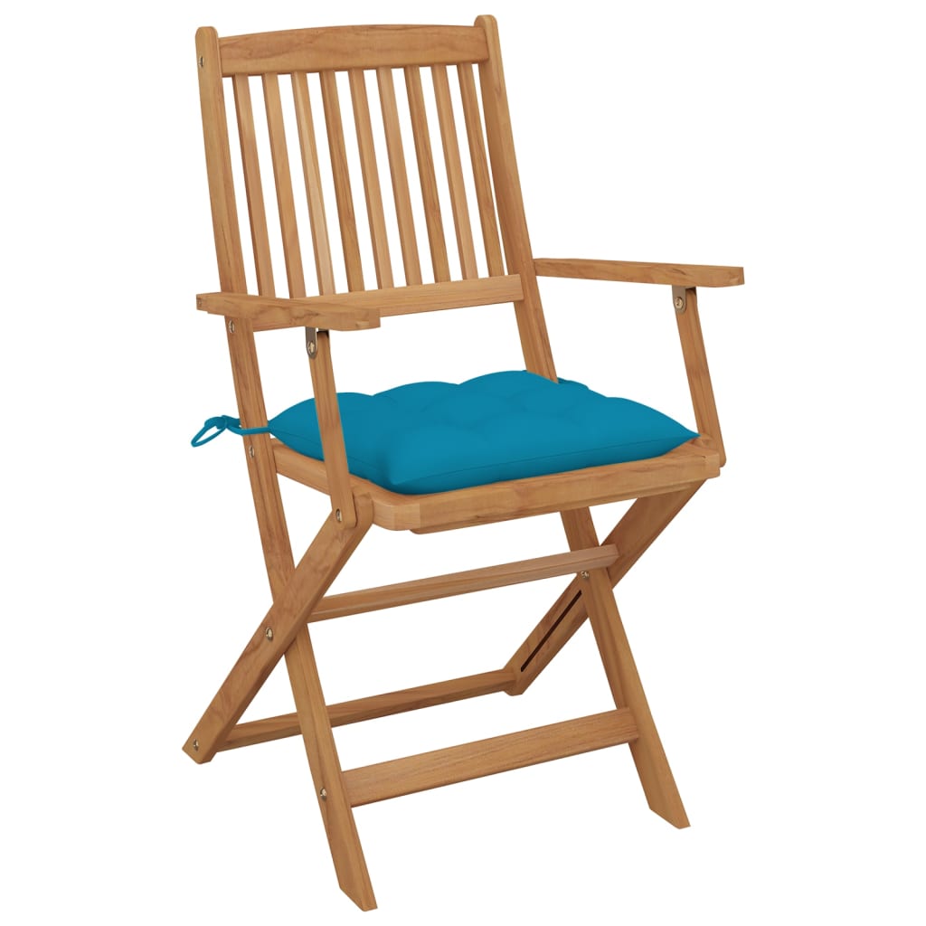 Chaises pliables de jardin lot de 8 avec coussins Bois d'acacia