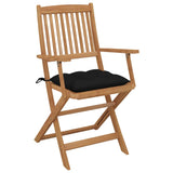 Folding Garden Chairs Set of 8 with Cushions Acacia Wood