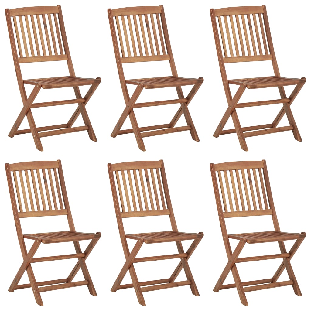 Chaises pliables de jardin lot de 6 avec coussins Bois d'acacia