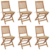 Chaises pliables de jardin lot de 6 avec coussins Bois d'acacia