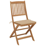 Chaises pliables de jardin lot de 6 avec coussins Bois d'acacia