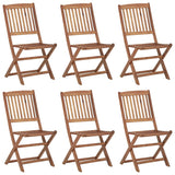 Chaises pliables de jardin lot de 6 avec coussins Bois d'acacia