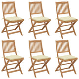 Chaises pliables de jardin lot de 6 avec coussins Bois d'acacia