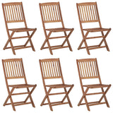 Chaises pliables de jardin lot de 6 avec coussins Bois d'acacia