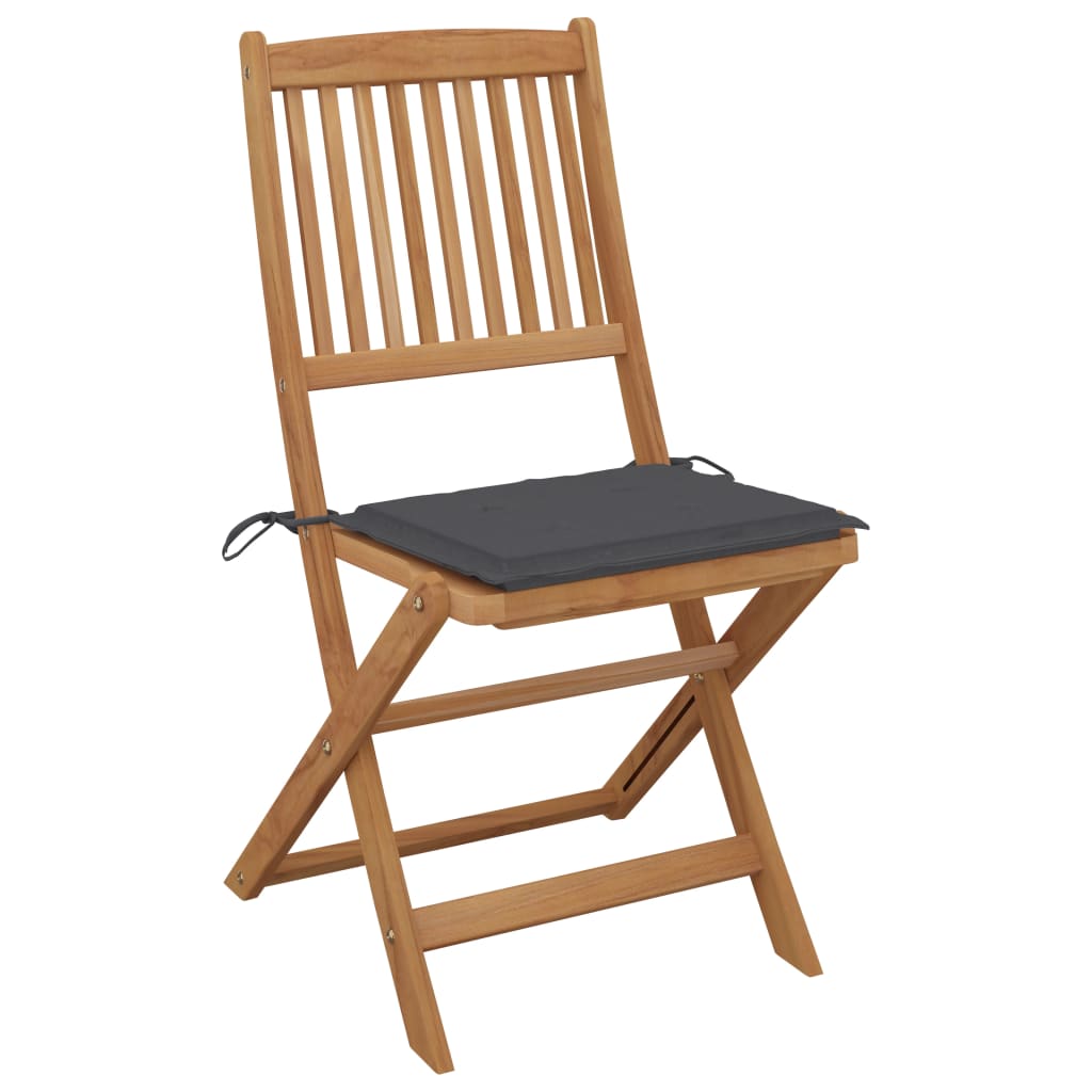 Chaises pliables de jardin lot de 8 avec coussins Bois d'acacia